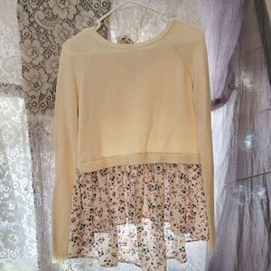 Lauren Conrad cream with floral sweater size s